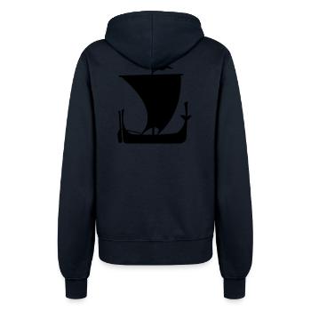 Wikingerboot im heraldischen Schattenstil – Stoer Symb - Frauen Kapuzenjacke - Navy - Hinten - Maraike (178cm)
