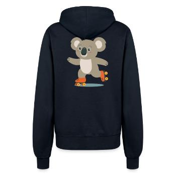 Rollschuh-Koala – Fröhliches Tiermotiv Abenteurer - Frauen Kapuzenjacke - Navy - Hinten - Maraike (178cm)