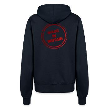 Made in Britain Distressed Red Stamp  - Women’s Hooded Jacket - french navy - Back - Maraike (178cm)