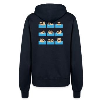 Schwimmender Mops Cartoon Für Hundefans - Frauen Kapuzenjacke - Navy - Hinten - Maraike (178cm)