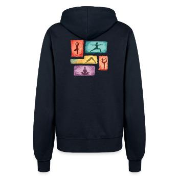 Vibrante Yoga-Posen Collage - Frauen Kapuzenjacke - Navy - Hinten - Maraike (178cm)