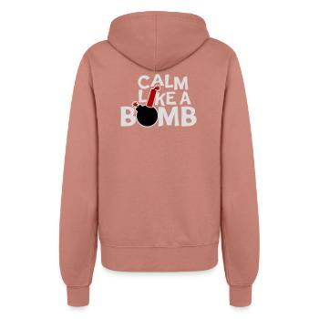 Calme comme une bombe Paradoxe Ironie Humour Blague explosive - Veste à capuche Femme - rose poudré - Dos - Maraike (178cm)