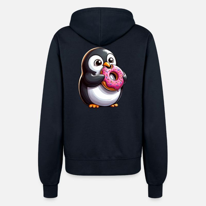 Mignon pingouin beignet dessin animé Crazy Candy - Veste à capuche Femme - marine
