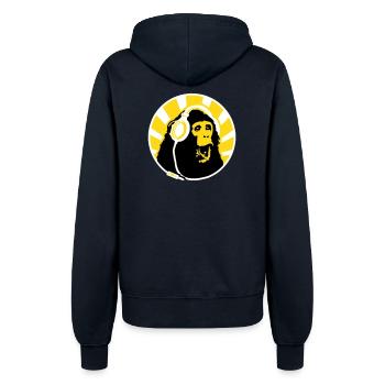 Monkey with Headphones - Women’s Hooded Jacket - french navy - Back - Maraike (178cm)