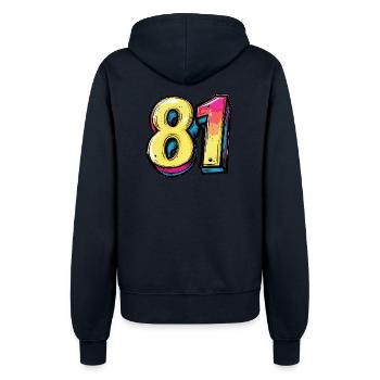 81 Zahl Comic - Frauen Kapuzenjacke - Navy - Hinten - Maraike (178cm)
