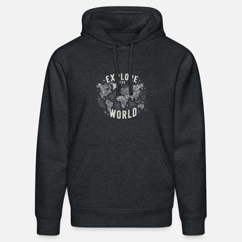 Explorez le monde - Sweat à capuche bio DRUMMER Stanley/Stella Unisexe - gris foncé chiné