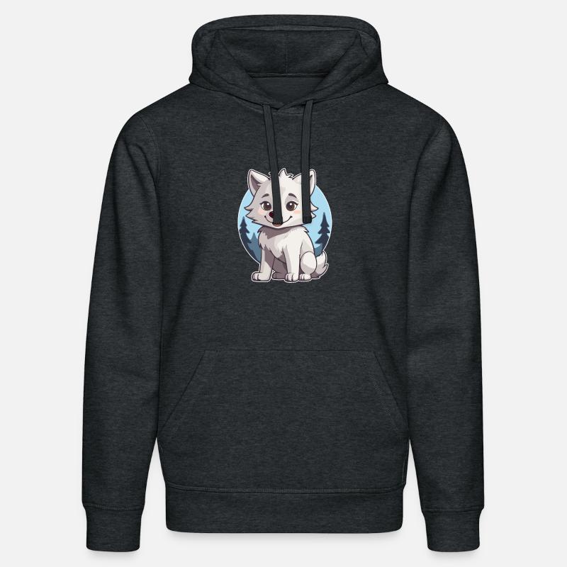 Niedlicher Wolf oder Hund Husky - Stanley/Stella Unisex Bio-Hoodie DRUMMER - Dunkelgrau meliert