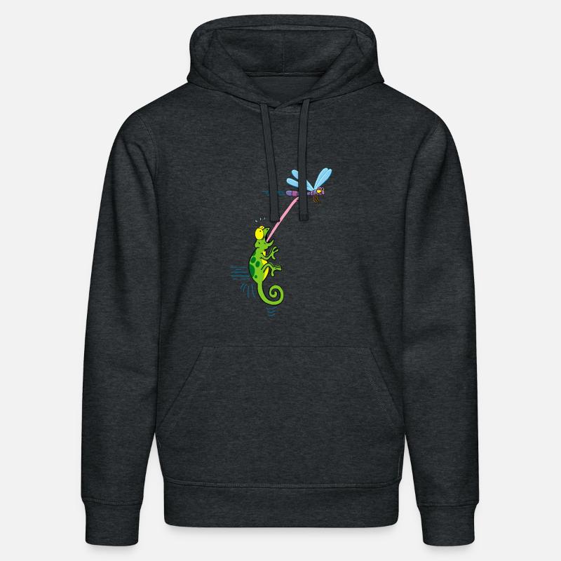 La libellule et le caméléon - Sweat à capuche bio DRUMMER Stanley/Stella Unisexe - gris foncé chiné