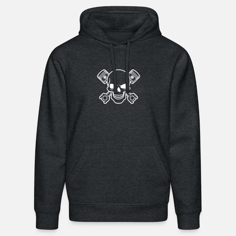 Crâne avec croix de piston - Sweat à capuche bio DRUMMER Stanley/Stella Unisexe - gris foncé chiné