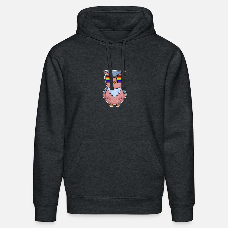 Regenbogen - Eule mit Brille - Stanley/Stella Unisex Bio-Hoodie DRUMMER  - Dunkelgrau meliert