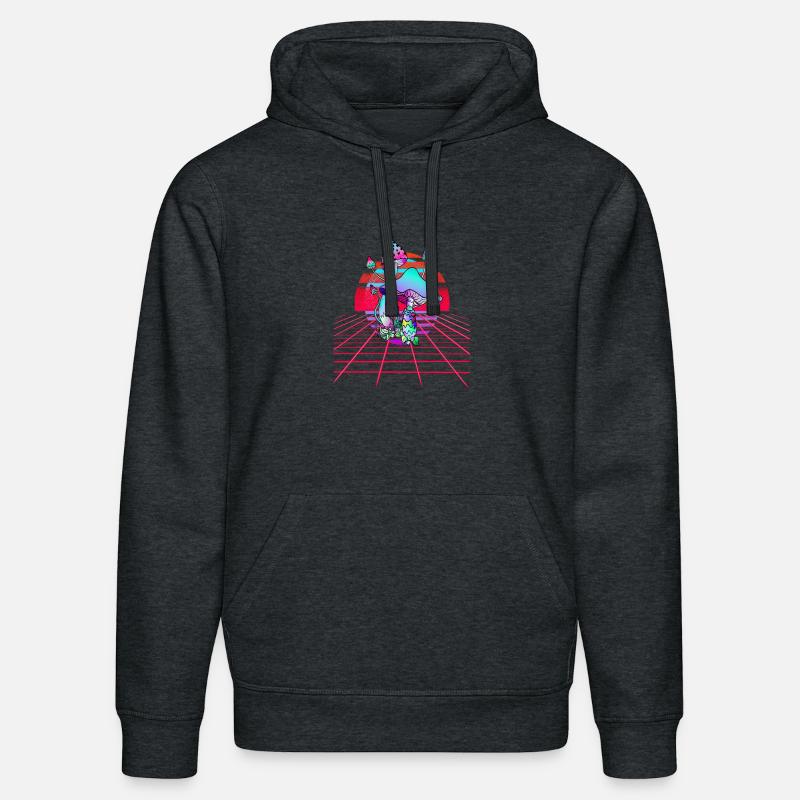 Champignons Psychédéliques - Retro Wave Sunset - Sweat à capuche bio DRUMMER Stanley/Stella Unisexe - gris foncé chiné