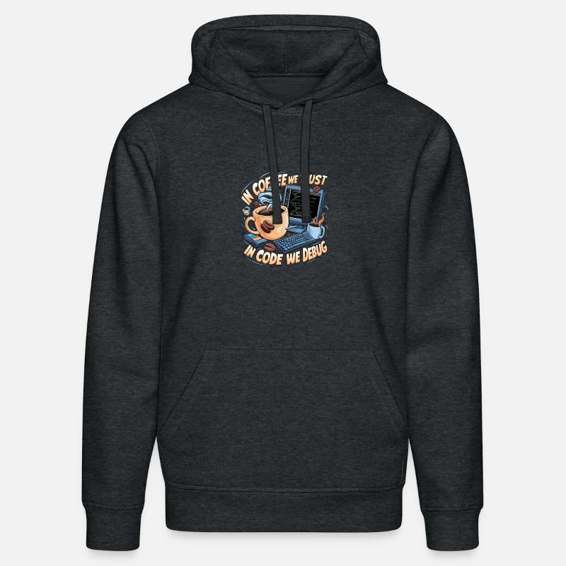 CoffeeCode Debug: In Code We Debug - Stanley/Stella DRUMMER Unisex Organic Hoodie - dark heather grey