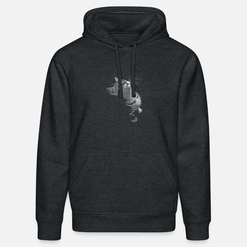 Grayscale Cat Purring Look - Stanley/Stella DRUMMER Unisex Organic Hoodie - dark heather grey