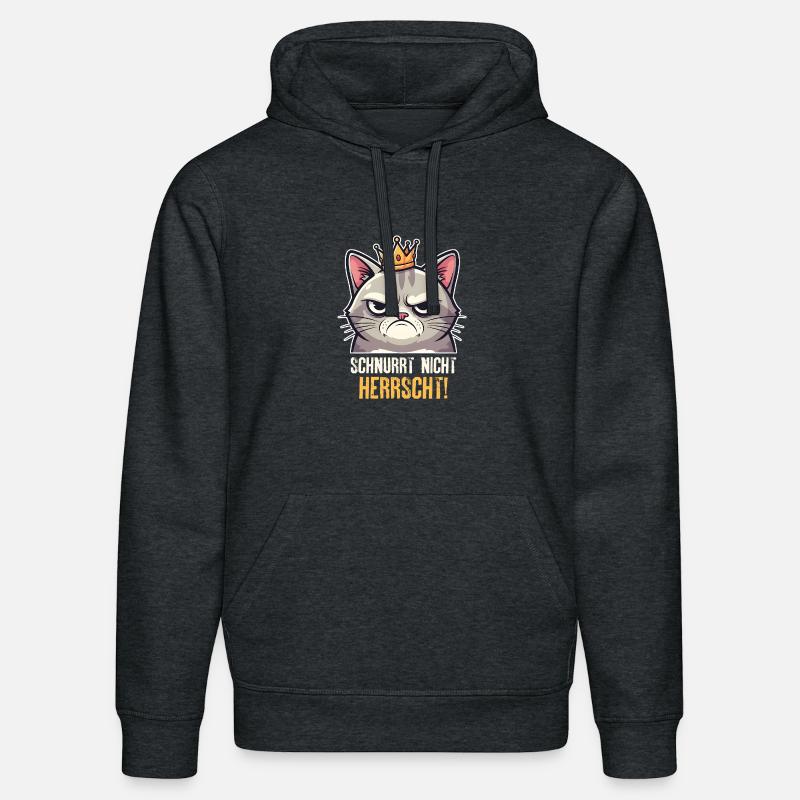 Grumpy Katze Herrscher Design - Sweat à capuche bio DRUMMER Stanley/Stella Unisexe - gris foncé chiné