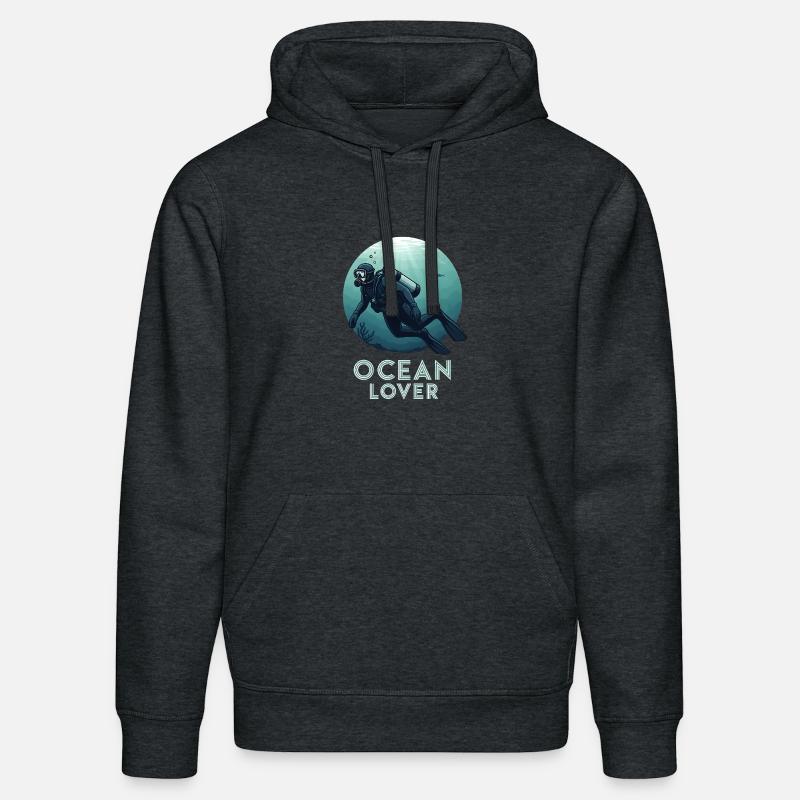 Plongeur amoureux de l’océan - Sweat à capuche bio DRUMMER Stanley/Stella Unisexe - gris foncé chiné