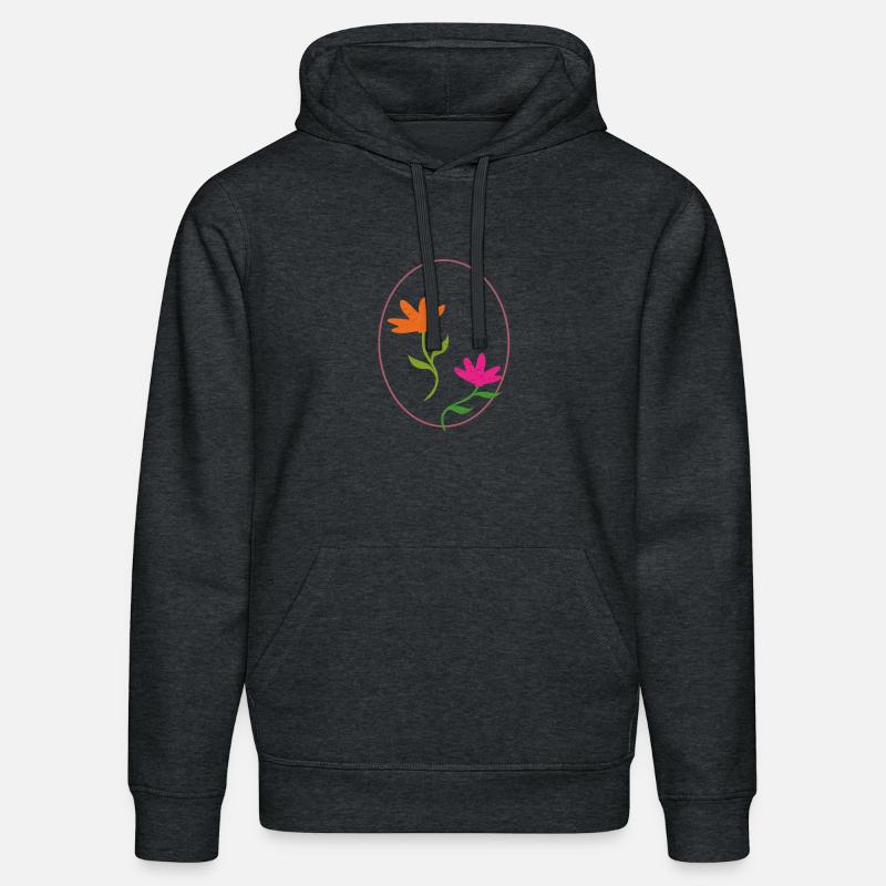 Œuf de Pâques à deux fleurs - Sweat à capuche bio DRUMMER Stanley/Stella Unisexe - gris foncé chiné