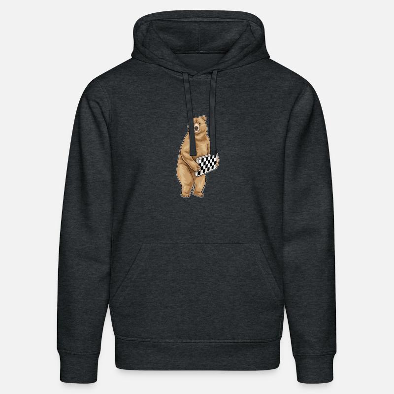 Ours Échiquier Echecs - Sweat à capuche bio DRUMMER Stanley/Stella Unisexe - gris foncé chiné