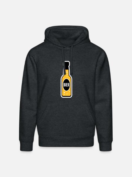 Bierflasche (Bier / Bierchen / NEG 3C) - Stanley/Stella Unisex Bio-Hoodie DRUMMER - Dunkelgrau meliert