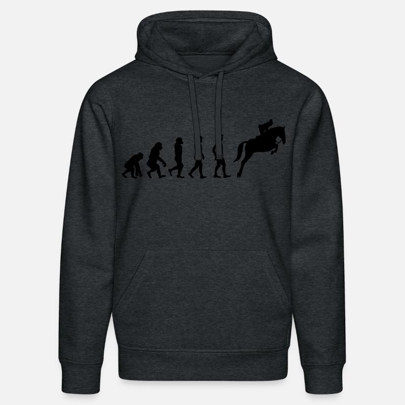 Évolution du cheval - Sweat à capuche bio DRUMMER Stanley/Stella Unisexe - gris foncé chiné