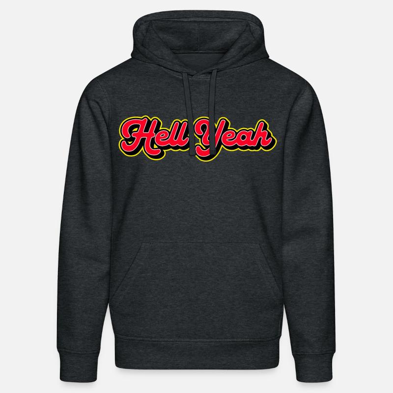 Hell Yeah 3D Retro Script - Sweat à capuche bio DRUMMER Stanley/Stella Unisexe - gris foncé chiné