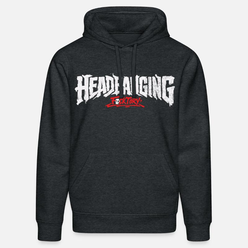 Logo de headbanging blanc - Sweat à capuche bio DRUMMER Stanley/Stella Unisexe - gris foncé chiné