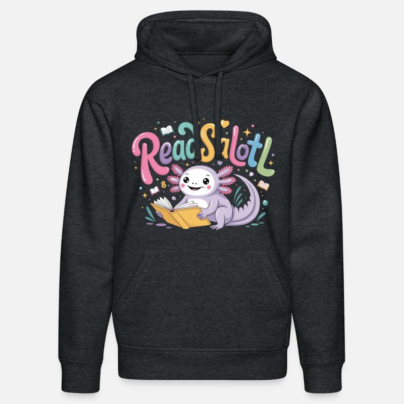 Axolotl Reader T-Shirt ReadSalotl Book - Sweat à capuche bio DRUMMER Stanley/Stella Unisexe - gris foncé chiné