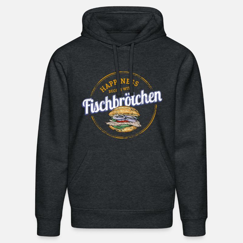 Fischbrötchen mit Matjes oder Bismarckhering - Stanley/Stella Unisex Bio-Hoodie DRUMMER  - Dunkelgrau meliert