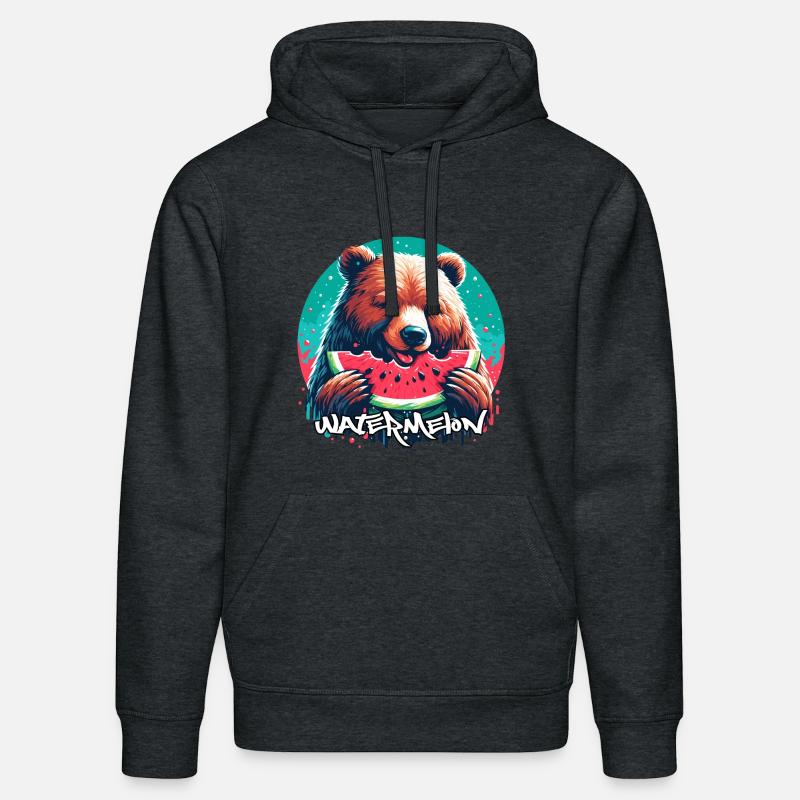 Pastèque ours cadeau délicieux - Sweat à capuche bio DRUMMER Stanley/Stella Unisexe - gris foncé chiné
