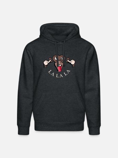 funny monkey lalala symbol illustration tongue - Stanley/Stella DRUMMER Unisex Organic Hoodie - dark heather grey