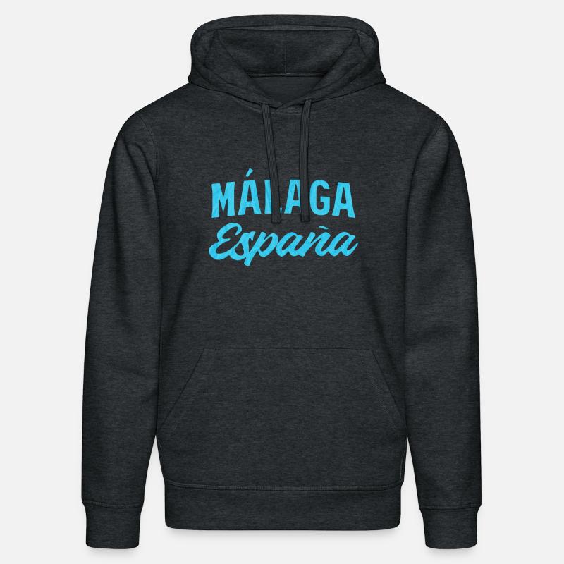 Málaga España Blue Script Design - Sweat à capuche bio DRUMMER Stanley/Stella Unisexe - gris foncé chiné