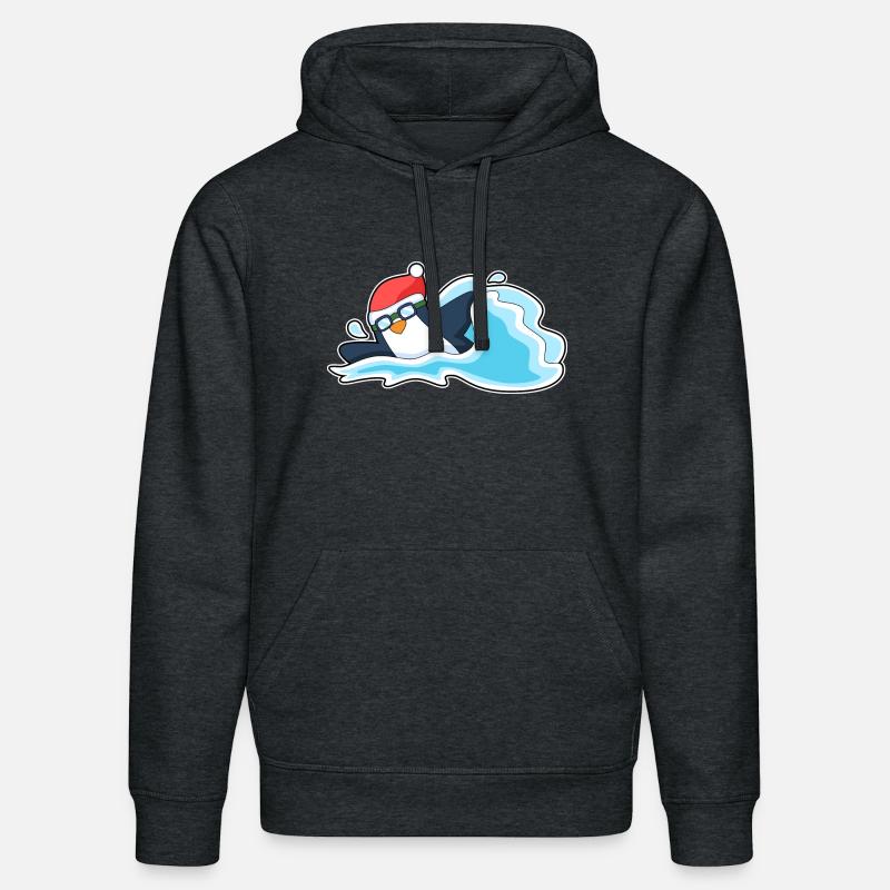 Pingouin Noël baignade - Sweat à capuche bio DRUMMER Stanley/Stella Unisexe - gris foncé chiné