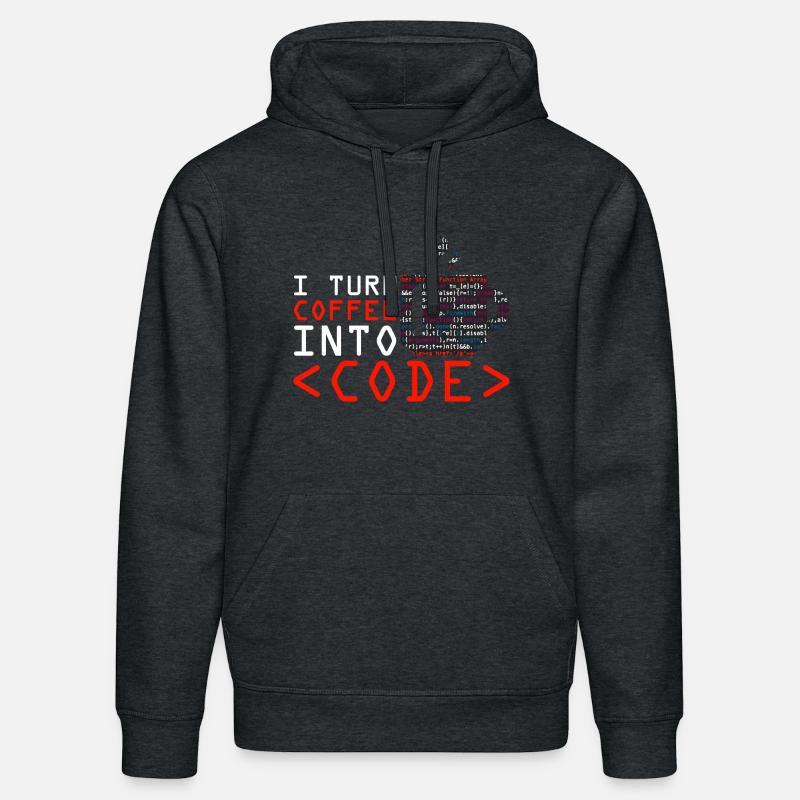 Programmers generate code from coffee - Stanley/Stella DRUMMER Unisex Organic Hoodie - dark heather grey