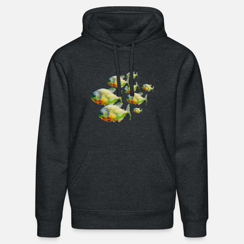 Poisson dans un banc - Sweat à capuche bio DRUMMER Stanley/Stella Unisexe - gris foncé chiné