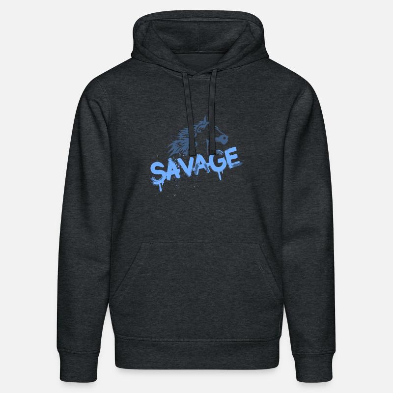 Conception de graffiti de cheval sauvage - Sweat à capuche bio DRUMMER Stanley/Stella Unisexe - gris foncé chiné