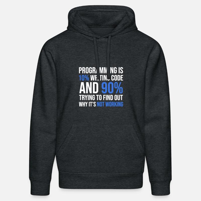 Code Debugging Humor T-Shirt Design - Stanley/Stella Unisex Bio-Hoodie DRUMMER  - Dunkelgrau meliert