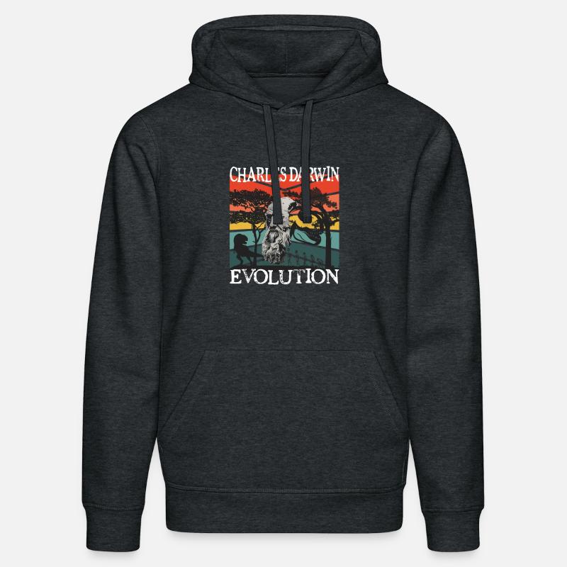 Charles Darwin Evolution textile Geschenkidee - Stanley/Stella Unisex Bio-Hoodie DRUMMER - Dunkelgrau meliert