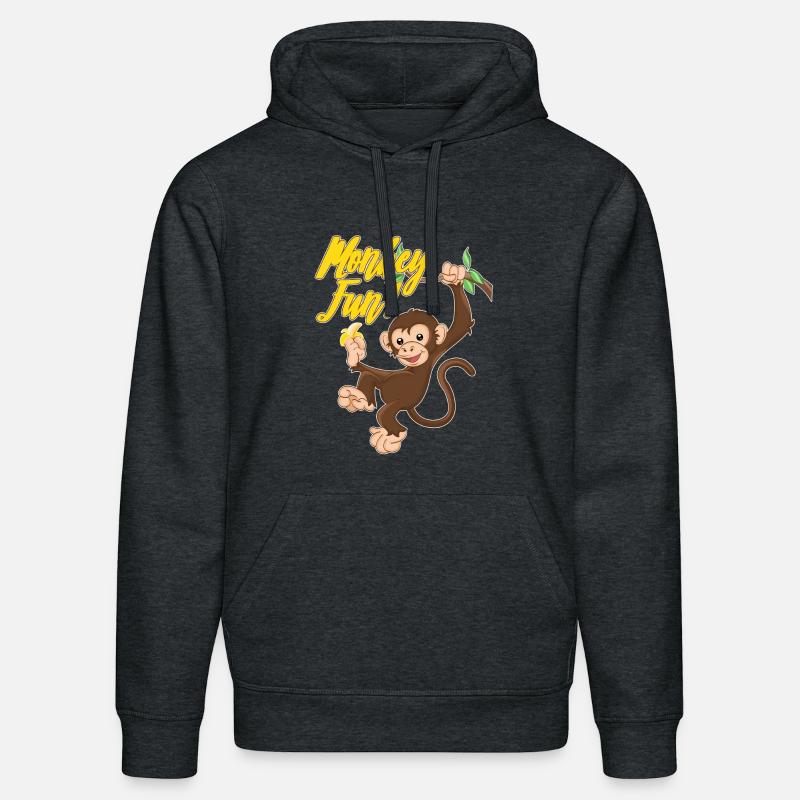 Singe Singe Amusant Singe Singe - Sweat à capuche bio DRUMMER Stanley/Stella Unisexe - gris foncé chiné