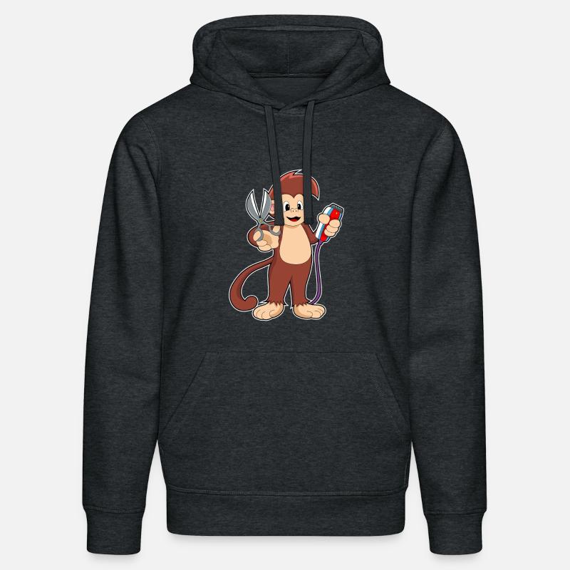 Ciseaux de coiffeur singe - Sweat à capuche bio DRUMMER Stanley/Stella Unisexe - gris foncé chiné