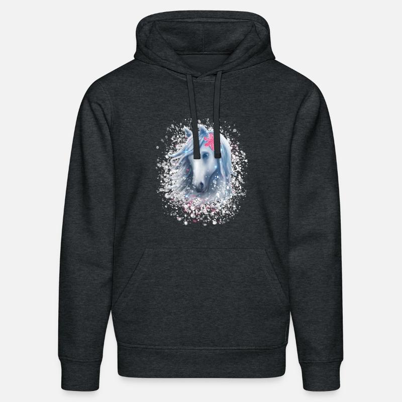 Cheval flocon de neige Noël - Sweat à capuche bio DRUMMER Stanley/Stella Unisexe - gris foncé chiné