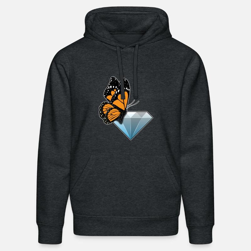 Diamant papillon - Sweat à capuche bio DRUMMER Stanley/Stella Unisexe - gris foncé chiné
