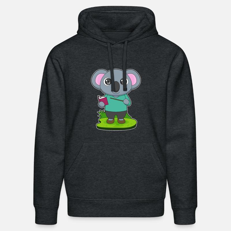 Koala Teacher Pointer - Sweat à capuche bio DRUMMER Stanley/Stella Unisexe - gris foncé chiné