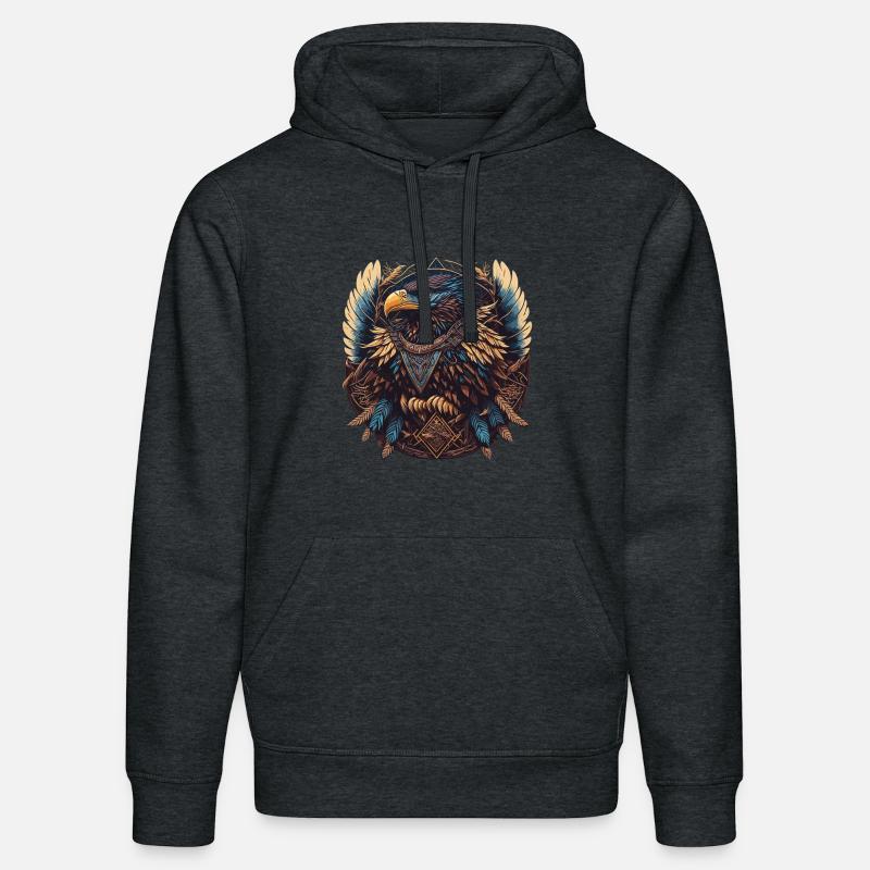 Attrape-rêves d’aigle - Sweat à capuche bio DRUMMER Stanley/Stella Unisexe - gris foncé chiné