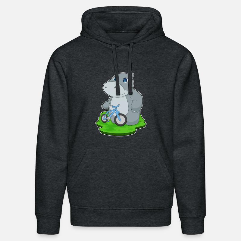 Hippopotame Bicyclette - Sweat à capuche bio DRUMMER Stanley/Stella Unisexe - gris foncé chiné