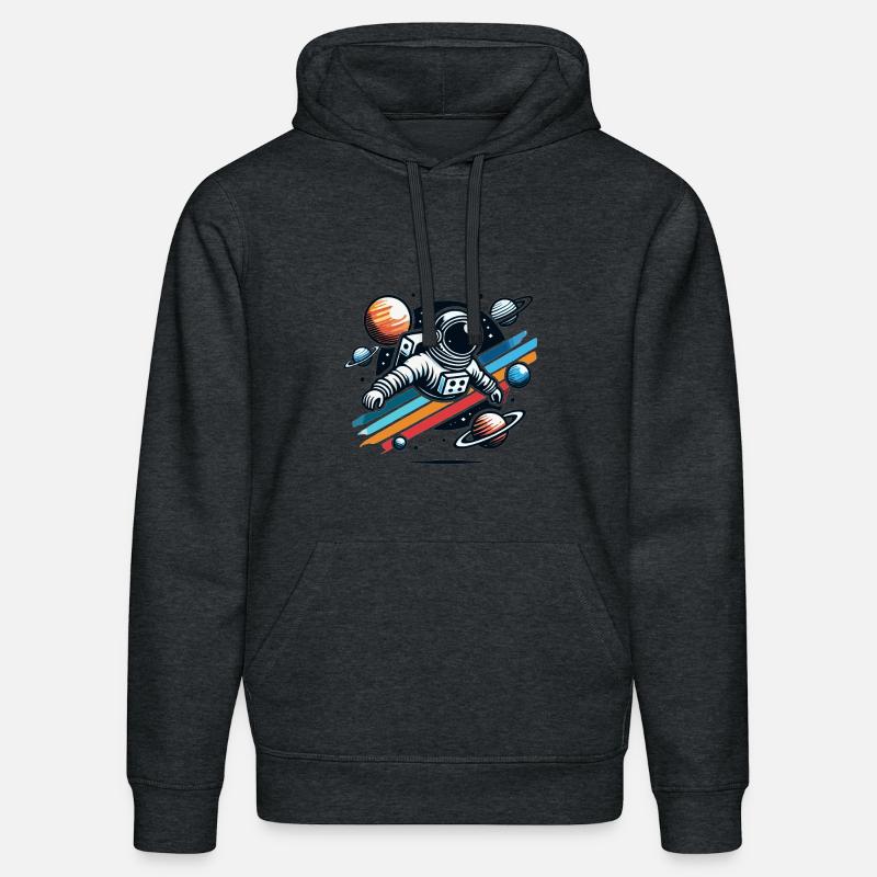 Rétro astronaute aventure spatiale planète - Sweat à capuche bio DRUMMER Stanley/Stella Unisexe - gris foncé chiné