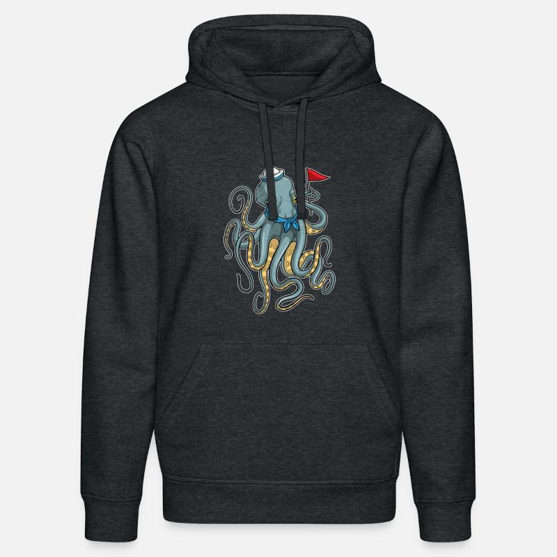 Drapeau marin pieuvre - Sweat à capuche bio DRUMMER Stanley/Stella Unisexe - gris foncé chiné