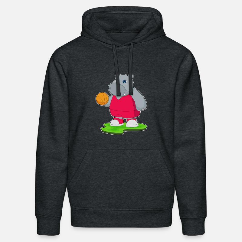 Hippopotame Basketteur Basketteur - Sweat à capuche bio DRUMMER Stanley/Stella Unisexe - gris foncé chiné