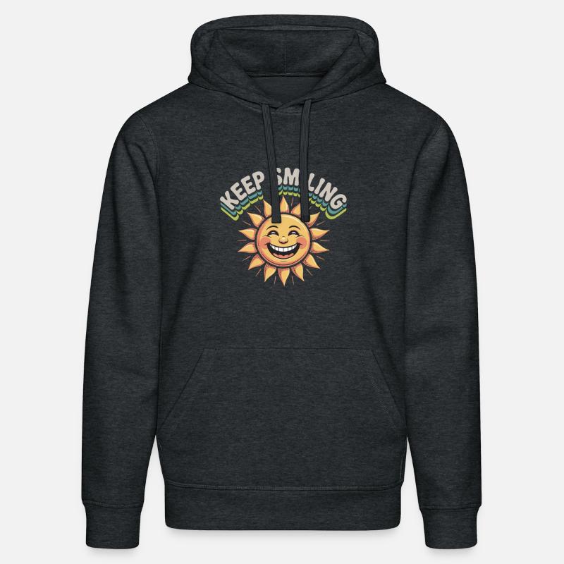 Graphique de soleil souriant avec message - Sweat à capuche bio DRUMMER Stanley/Stella Unisexe - gris foncé chiné