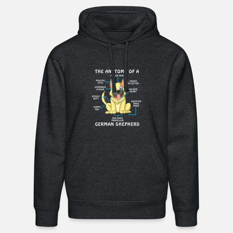 Anatomie eines Deutschen Schäferhundes - Stanley/Stella Unisex Bio-Hoodie DRUMMER  - Dunkelgrau meliert