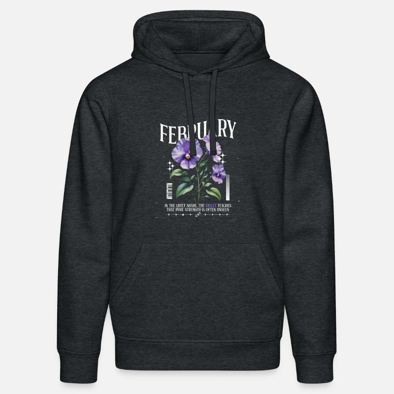 Février Violette Naissance Fleur - Sweat à capuche bio DRUMMER Stanley/Stella Unisexe - gris foncé chiné