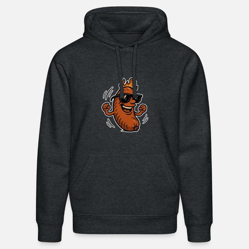 Bratwurst avec lunettes de soleil - Sweat à capuche bio DRUMMER Stanley/Stella Unisexe - gris foncé chiné